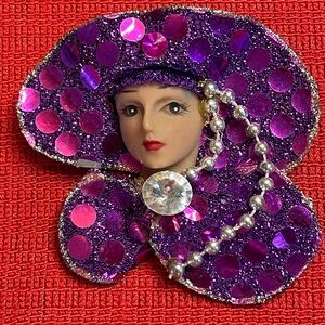 Vintage fancy lady brooch
